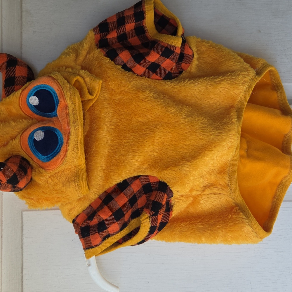 Bootique Yellow Dog Hoodie Monster Halloween Or Anytime Size Large Cute